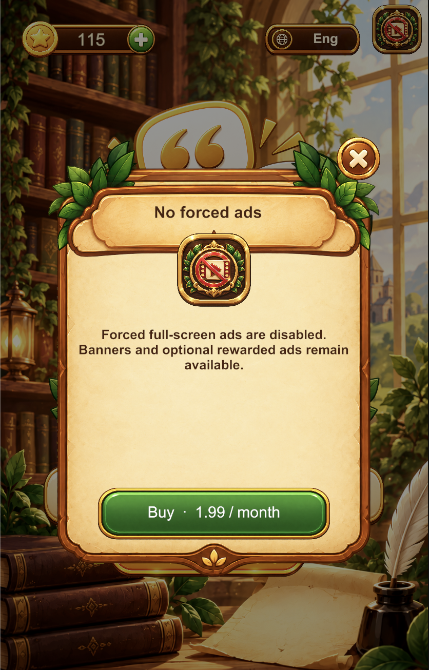 Citatner ad-free option